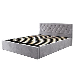 Acheter Lit Coffre 140x200 cm - Modenvie - rangement hydraulique - Velours gris
