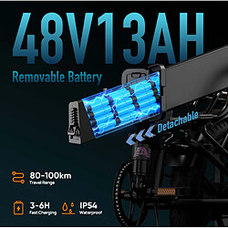 Acheter Vélo électrique Pliable URLIFE T5,moteur 48V 250W,48V 13AH,Bleu