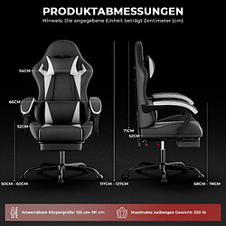 DZMDIP Fauteuil gaming ergonomique avec repose-pieds et dossier inclinable, noir et blanc pas cher