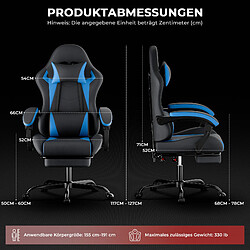 DZMDIP Fauteuil gaming ergonomique avec repose-pieds et dossier inclinablee, noir et bleu pas cher
