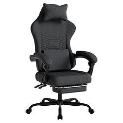 Acheter DZMDIP Fauteuil gaming tissu avec massage et repose-pieds rétractable gris clair, noir