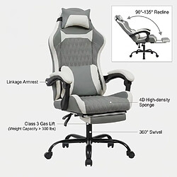 Avis DZMDIP Fauteuil gaming simili cuir respirant avec repose-pieds et rotation 360°, Vert et Blanc