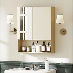 Acheter STILVORA Armoire de salle de bain 60/16,6/75 cm chêne en bois et verre avec miroirs
