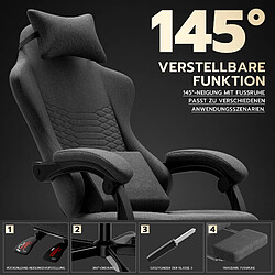 Acheter DZMDIP Fauteuil gaming tissu avec massage et repose-pieds rétractable gris clair Gris foncé