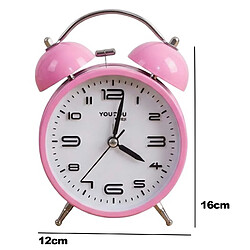 Avizar Réveil de Table 12cm pour Chambre Format Rond Double Cloche Élégant Rose pas cher