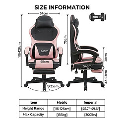 DZMDIP Fauteuil gaming avec Dossier Inclinable 135°,repose-pieds et coussin lombaire,noir et rose pas cher