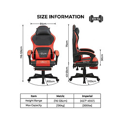 DZMDIP Fauteuil gaming avec Dossier Inclinable 135°,repose-pieds et coussin lombaire,noir et rouge pas cher