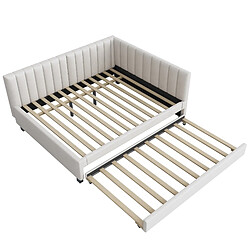 Acheter MIVRAY Lit adulte 140x200 cm, Lit gigogne en velours beige