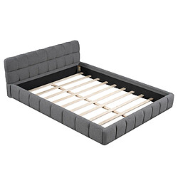 Acheter MIVRAY Lit rembourré 140x190 cm, Lit double avec sommier, lin gris