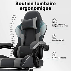 Acheter DZMDIP Fauteuil gaming inclinable 90°-135° avec repose-pieds noir et gris