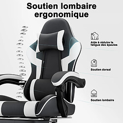 Acheter DZMDIP Fauteuil gaming inclinable 90°-135° avec repose-pieds noir et blanc