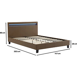 Avis Habitat Et Jardin Lit LED [ ]Maria[ ] - 140 x 190 cm - Taupe
