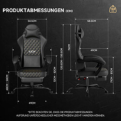 DZMDIP Fauteuil Gaming Ergonomique en Simili Cuir, Dossier Inclinable 135°, Repose-pieds,noir pas cher