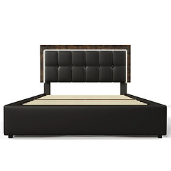 Acheter MIVRAY Lit coffre 140x200 cm Lit adulte avec LED et 4 tiroirs, PU, noir