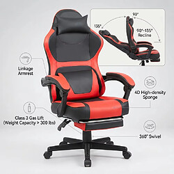 Avis DZMDIP Fauteuil gaming avec Dossier Inclinable 135°,repose-pieds et coussin lombaire,noir et rouge