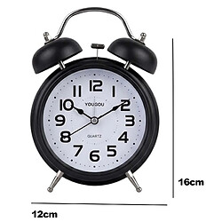 Avizar Réveil de Table Analogique pour Chambre Double Cloche Élégant Noir pas cher