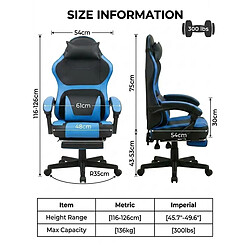 DZMDIP Fauteuil gaming avec Dossier Inclinable 135°,repose-pieds et coussin lombaire,noir et bleu pas cher