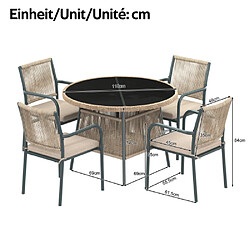 ByteLike Ensemble moderne de table ronde en verre et 4 chaises pas cher