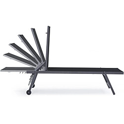 Acheter Habitat Et Jardin Lot de 2 bains de soleil textilène aluminium [ ]Jolia[ ] - Gris foncé / Noir