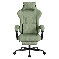 Acheter DZMDIP Fauteuil gaming tissu avec massage et repose-pieds rétractable gris clair, vert
