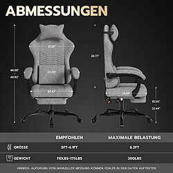 DZMDIP Fauteuil gaming tissu avec massage et repose-pieds rétractable gris clair pas cher