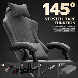 Avis DZMDIP Fauteuil gaming tissu avec massage et repose-pieds rétractable gris clair