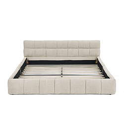Acheter MIVRAY Lit double 140x200 cm, capitonnage carré, chenille, beige