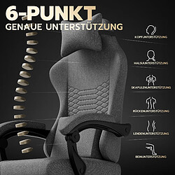 Avis DZMDIP Fauteuil gaming tissu avec massage et repose-pieds rétractable gris clair Gris foncé