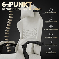 Acheter DZMDIP Fauteuil gaming tissu avec massage et repose-pieds rétractable gris clair Blanc