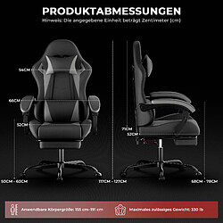 DZMDIP Fauteuil gaming ergonomique avec repose-pieds et dossier inclinable noir gris pas cher