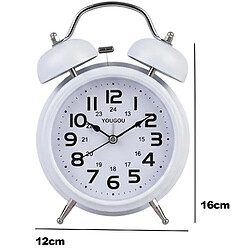 Avizar Réveil de Table Analogique pour Chambre Double Cloche Élégant Blanc pas cher