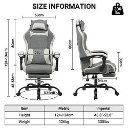 DZMDIP Fauteuil gaming simili cuir respirant avec repose-pieds et rotation 360°, Vert et Blanc pas cher