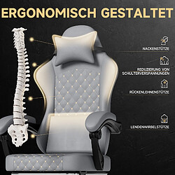 Acheter DZMDIP Fauteuil Gaming Ergonomique en Simili Cuir, Dossier Inclinable 135°, Massage, Repose-pieds