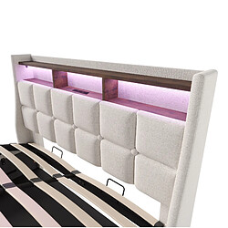 Lit Coffre 140x200 cm Modenvie LED USB Beige pas cher
