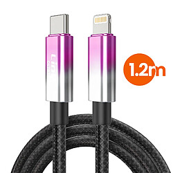 LinQ Câble Lightning vers USB-C de Charge Rapide 35W avec Écran LED 1.2m Violet pas cher