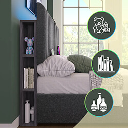 Lit Coffre 160x200 cm Modenvie LED USB Gris pas cher