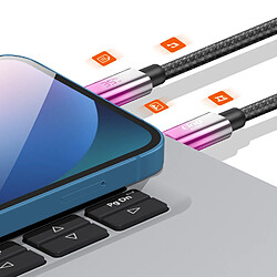 Acheter LinQ Câble Lightning vers USB-C de Charge Rapide 35W avec Écran LED 1.2m Violet