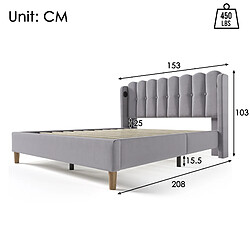 Avis Lit Double 140x200 cm Modenvie USB USB-C Lin Gris