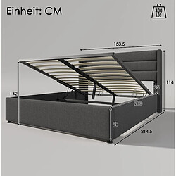 Avis Lit Coffre Modenvie 140x200 cm - rangement hydraulique - Gris