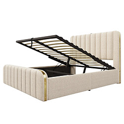 Acheter Lit Coffre 140x200 cm Modenvie rangement hydraulique USB Type-C Beige