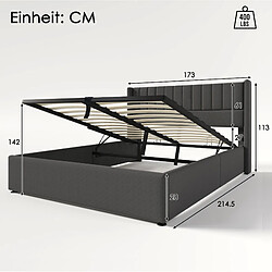 Avis Lit Coffre 160x200 cm Modenvie rangement hydraulique Lin Gris avec matelas