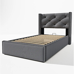 Acheter Lit Coffre 90x200 cm - Modenvie - rangement avec sommier relevable - Gris