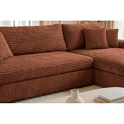 Casanova Canapé d'angle convertible gros velours côtelé Terracotta Gauche pas cher