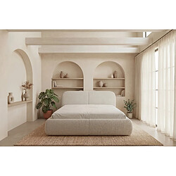 Casanova Lit coffre tissu chenille Beige 200x200cm pas cher