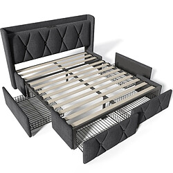 Acheter Lit Coffre 160x200 cm Modenvie rangement 4 tiroirs USB Gris