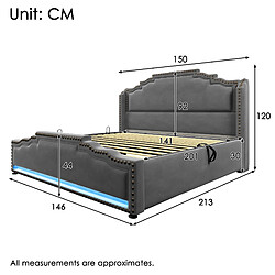 Avis Lit Coffre 140x200 cm Modenvie - LED, USB, velours gris