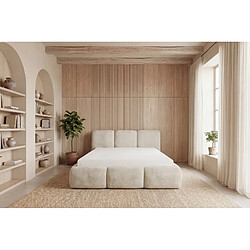 Avis Casanova Lit coffre tissu bouclette Beige 200x200cm