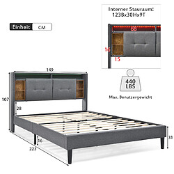 Avis Lit Coffre Modenvie 140x200 cm LED USB rangement Gris