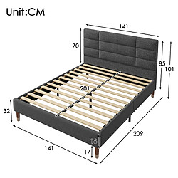 Avis Lit Double Modenvie 140x200 cm rangement et sommier Gris