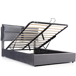 Acheter Lit Coffre 140x200 cm Modenvie rangement hydraulique Velours Gris